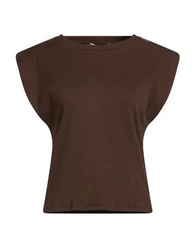 Haveone Woman T-shirt Brown Size M Cotton