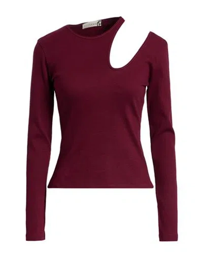 Haveone Woman T-shirt Burgundy Size M Cotton, Elastane