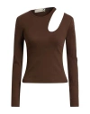 Haveone Woman T-shirt Chocolate Brown Size S Cotton, Elastane
