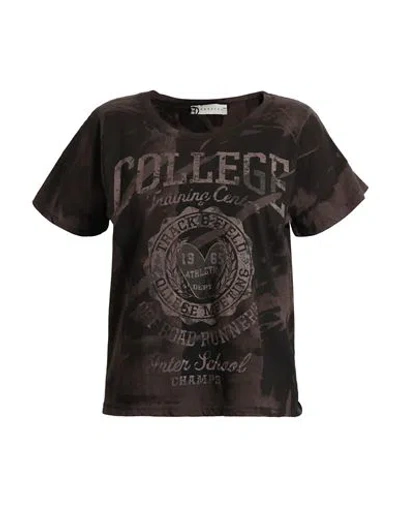 Haveone Woman T-shirt Dark Brown Size S Cotton