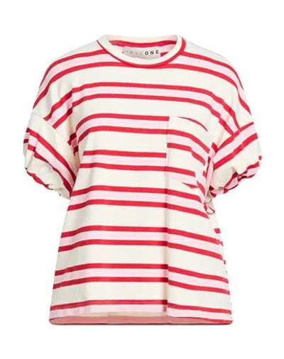 Haveone Woman T-shirt Ivory Size Onesize Cotton, Polyester, Elastane In Multi