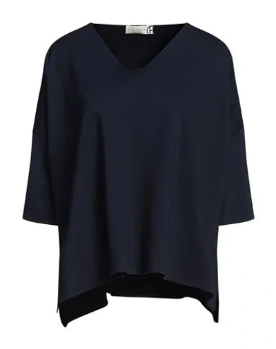 Haveone Woman T-shirt Navy Blue Size Onesize Viscose, Polyamide, Elastane In Black