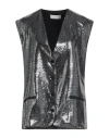 Haveone Woman Tailored Vest Silver Size S Polyamide, Elastane, Metal In Black