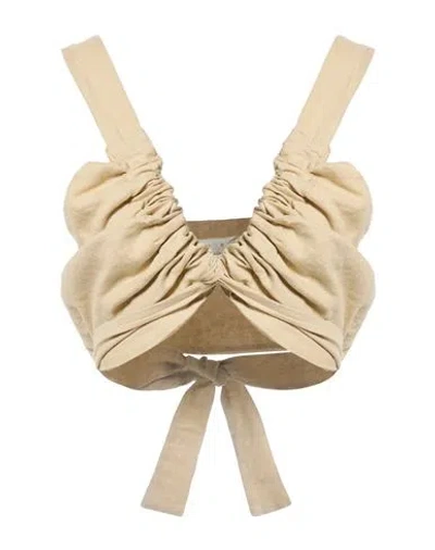 Haveone Woman Top Beige Size M Linen, Viscose In Metallic