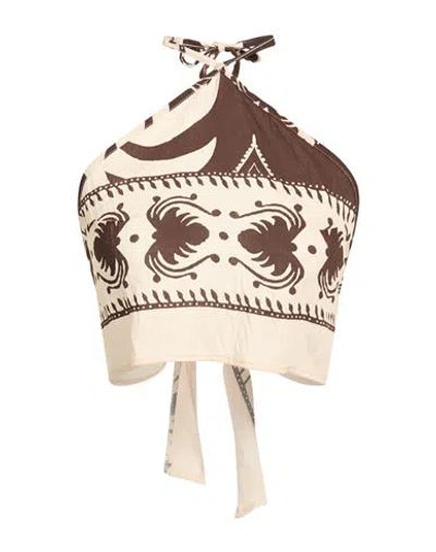 Haveone Woman Top Beige Size M Viscose, Polyamide In Brown