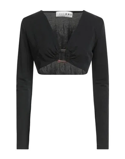 Haveone Woman Top Black Size M Modal, Polyamide, Polyester
