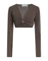 Haveone Woman Top Brown Size M Modal, Polyamide, Polyester In Green