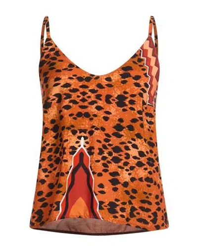 Haveone Woman Top Brown Size M Viscose In Orange