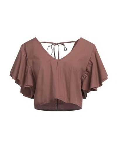 Haveone Woman Top Chocolate Brown Size M Cotton