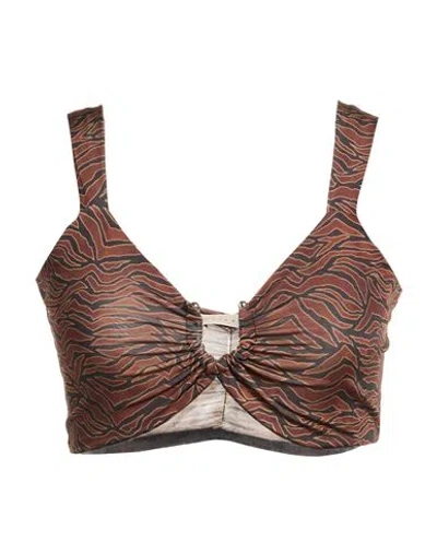 Haveone Woman Top Chocolate Brown Size M Polyester, Elastane