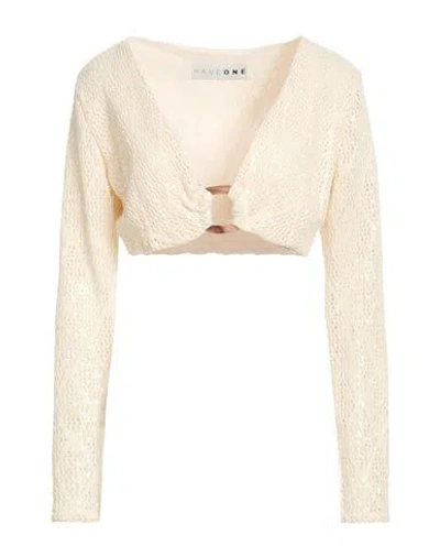 Haveone Woman Top Cream Size M Polyester, Elastic Fibres In Multi