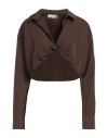 Haveone Woman Top Dark Brown Size M Viscose, Polyester In Brown