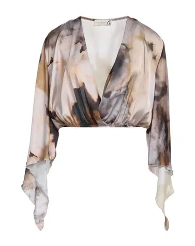 Haveone Woman Top Khaki Size M Polyester In Beige