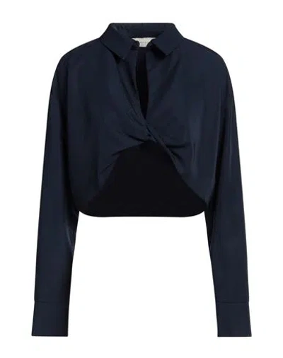 Haveone Woman Top Navy Size S Viscose, Polyester In Navy Blue
