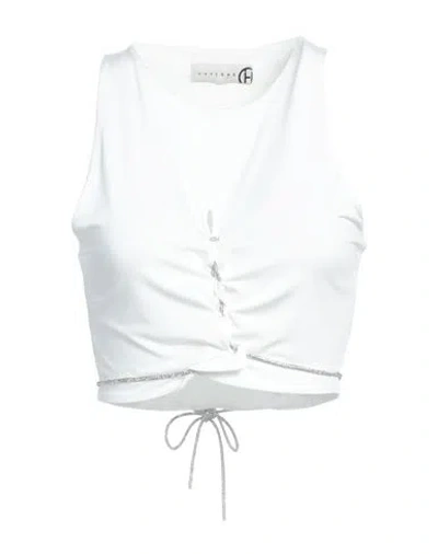 Haveone Woman Top White Size M Polyester, Elastic Fibres