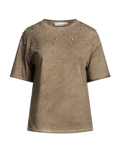 Haveone Woman T-shirt Taupe Size Onesize Cotton In Brown