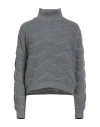 Haveone Woman Turtleneck Grey Size Onesize Acrylic, Polyester In Gray