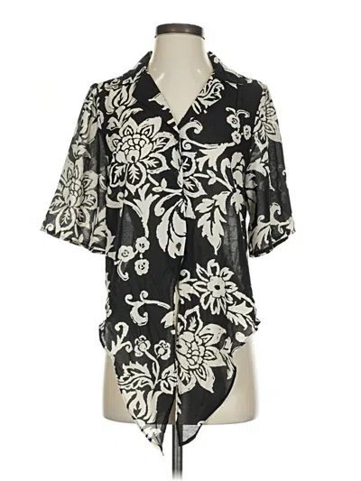 Pre-owned Haver + Blair Short Sleeve Blouse In Black