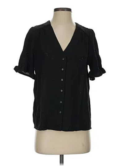 Pre-owned Haver + Blair Short Sleeve Blouse In Black