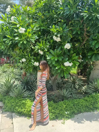 Hawa Made From Love Ayana Knit Stripes Maxi Dress In Green