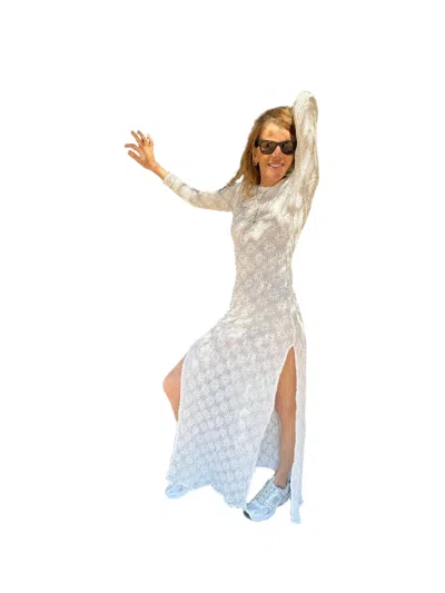 Hawa Made From Love White Maha Crochet Pattern Maxi Dress In Multi