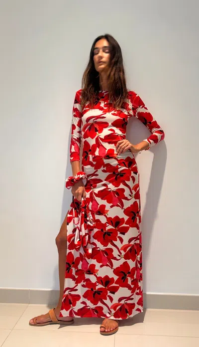 Hawa Made From Love White Maha Giant Flower Maxi Dress In Multi