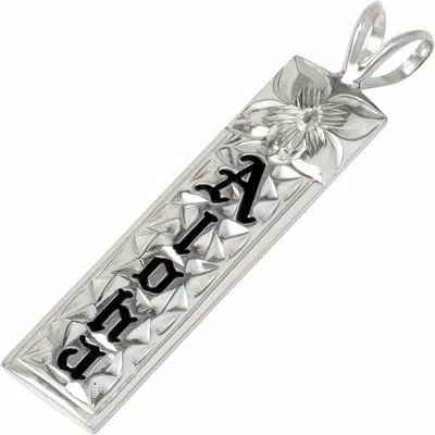 Pre-owned Hawaiian Heirloom Jewelry 14k White Gold Custom Vertical Pendant With Your Name