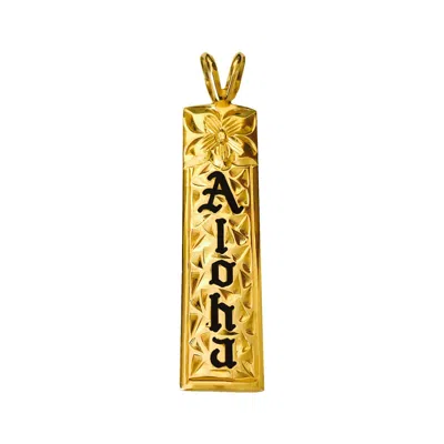 Pre-owned Hawaiian Heirloom Jewelry 14k Yellow Gold Custom Vertical Pendant With Your Name