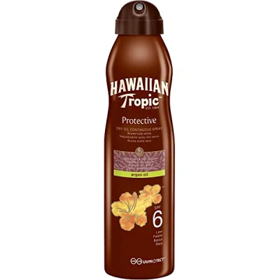Hawaiian Tropic Tanning Argan Dry Oil Continuous Spray Spf6 177ml