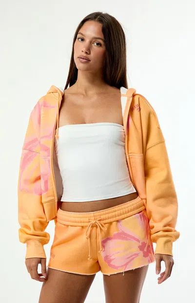 Hawaiian Tropic Women's Hibiscus Sweat Shorts In Orange