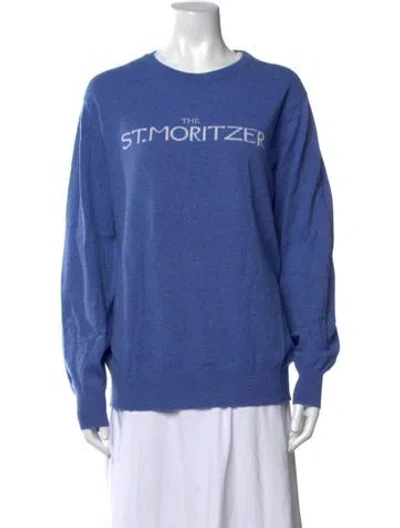 Pre-owned Hawico Cashmere Graphic Print Sweater In Blue