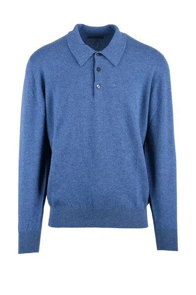 Hawico Cashmere Knit Polo Light Blue