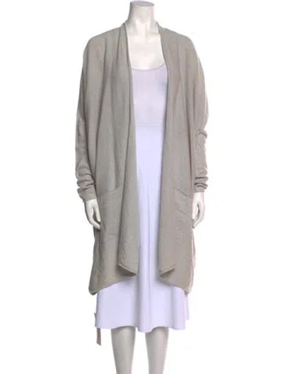 Pre-owned Hawico Cashmere Open Front Sweater In Gray