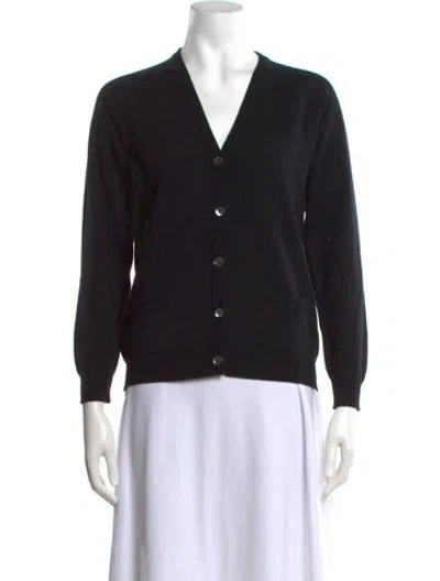 Pre-owned Hawico Cashmere V-neck Sweater In Black