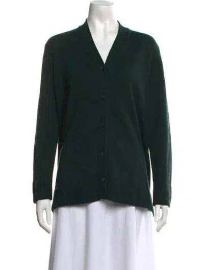 Pre-owned Hawico Cashmere V-neck Sweater In Green