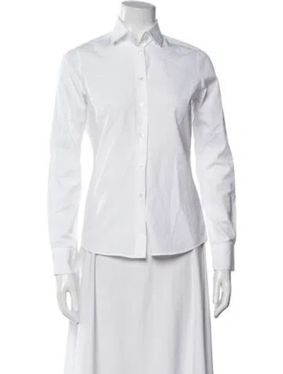 Pre-owned Hawico Long Sleeve Button-up Top In White
