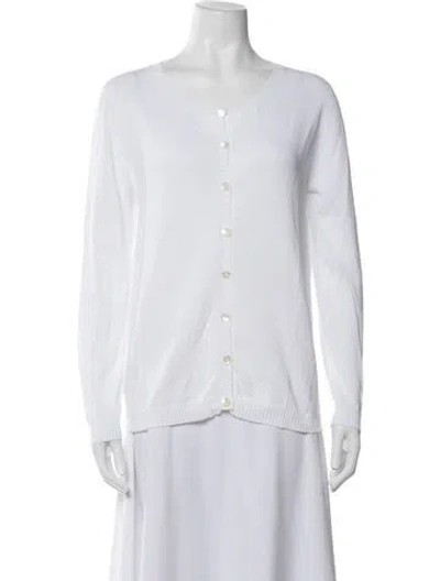 Pre-owned Hawico V-neck Sweater In White