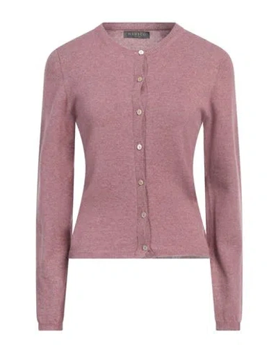 Hawico Woman Cardigan Mauve Size M Cashmere In Purple
