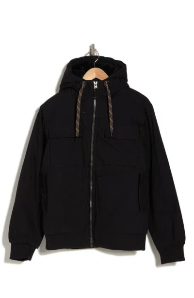 Hawke And Co Cotton 4-pocket Hooded Jacket In Black
