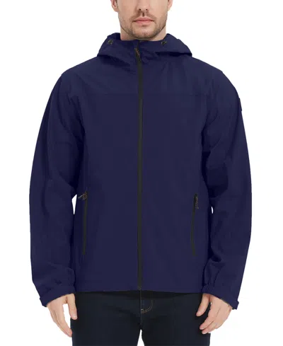 Hawke & Co. Men's All-season Lightweight Stretch Hooded Rain Jacket In Blue