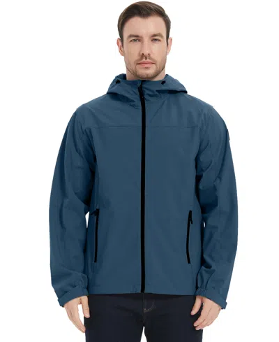 Hawke & Co. Men's All-season Lightweight Stretch Hooded Rain Jacket In Blue