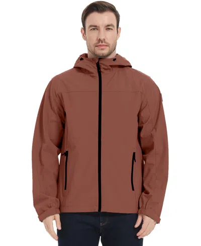 Hawke & Co. Men's All-season Lightweight Stretch Hooded Rain Jacket In Brown