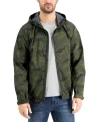 Hawke & Co. Men's All-season Lightweight Stretch Hooded Rain Jacket In Camo Print