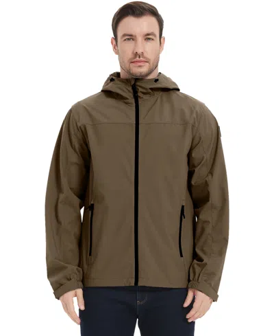 Hawke & Co. Men's All-season Lightweight Stretch Hooded Rain Jacket In Teak