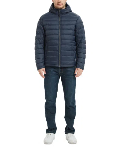 Hawke & Co. Men's Sherpa Lined Hooded Puffer Jacket In Hawke Navy