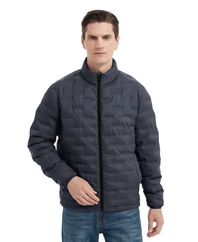 Hawke & Co. Men's Stand Collar Lightweight Warm Cube Jacket In Ebony