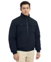 Hawke & Co. Men's Stand Collor Softshell Utility Bomber Jacket In Blue
