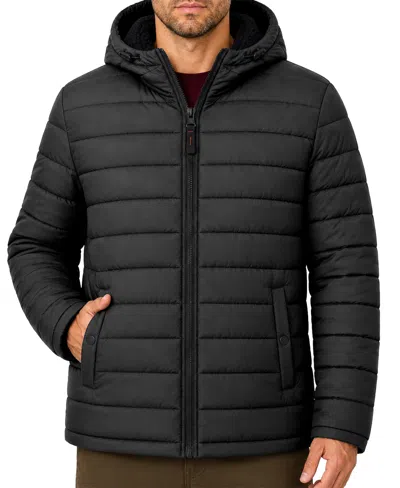 Hawke & Co. Men's Stretch Hooded Sherpa Lined Jacket In Black