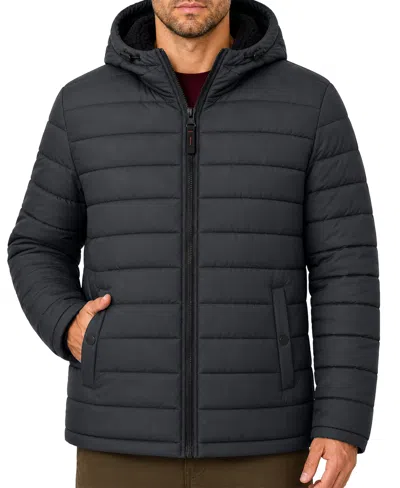 Hawke & Co. Men's Stretch Hooded Sherpa Lined Jacket In Carbon