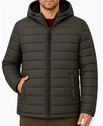 Hawke & Co. Men's Stretch Hooded Sherpa Lined Jacket In Loden